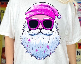 Santa with Sunglasses PNG Christmas PNG, Cute Christmas Shirt, Digital Design, Sublimation, Pink Santa PNG, Retro Christmas png, Santa png