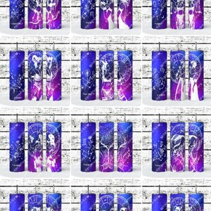 Zodiac Tumbler Wrap Bundle 20 oz Skinny Tumbler Horoscope Tumbler Wrap PNG 12 Horoscope Tumbler Wraps Galaxy Star Sign