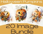 Pumpkin Wall Art, Watercolor Clipart, Commercial Use Clipart Graphics, Halloween Clipart, Watercolor Halloween Wall Art Halloween Home Decor