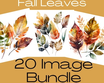Watercolor Fall Leaves Clipart, Autumn Clipart, Fall Clipart, Thanksgiving, Halloween, Yellow Red Leaf, Oak, Maple leaves, Commercial Use