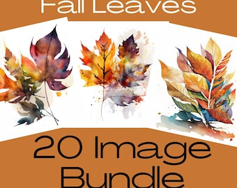 Watercolor Fall Leaves Clipart, Autumn Clipart, Fall Clipart, Thanksgiving, Halloween, Yellow Red Leaf, Oak, Maple leaves, Commercial Use