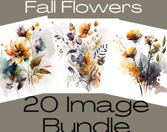 Watercolor Fall Flowers, Printable Wall Art, Downloadable Prints, Floral Wall Art, Watercolor Flowers, Fall Prints, Thanksgiving Decor