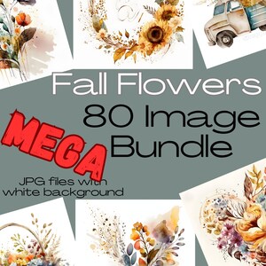 fall Flowers, fall décor, autumn décor, watercolor Flowers, fall clipart, sunflower clipart, autumn designs, scrapbook elements, fall colors