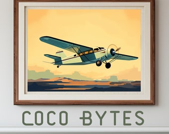 Aviation Wall Art, Cessna Airplane, Airplane Wall Art, Great Christmas Gift Idea, Retro Home Decor, Retro Wall Art, Printable Wall Art