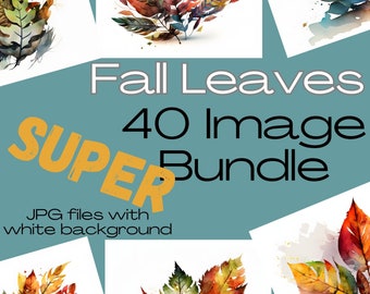Watercolor Fall Leaves Clipart, Autumn Thanksgiving Design (Digital Download)