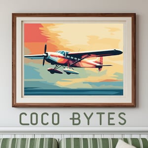 Arte della parete dell'aviazione, aereo Cessna, arte della parete dell'aeroplano, ottima idea regalo di Natale, arredamento per la casa retrò, arte della parete retrò, arte della parete stampabile
