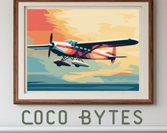 Aviation Wall Art, Cessna Airplane, Airplane Wall Art, Great Christmas Gift Idea, Retro Home Decor, Retro Wall Art, Printable Wall Art