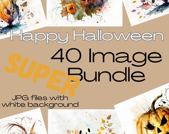 Halloween Pumpkin and Ghost clip art bundle, Watercolor Clipart, commercial use, Halloween clipart, watercolor Halloween, Halloween décor