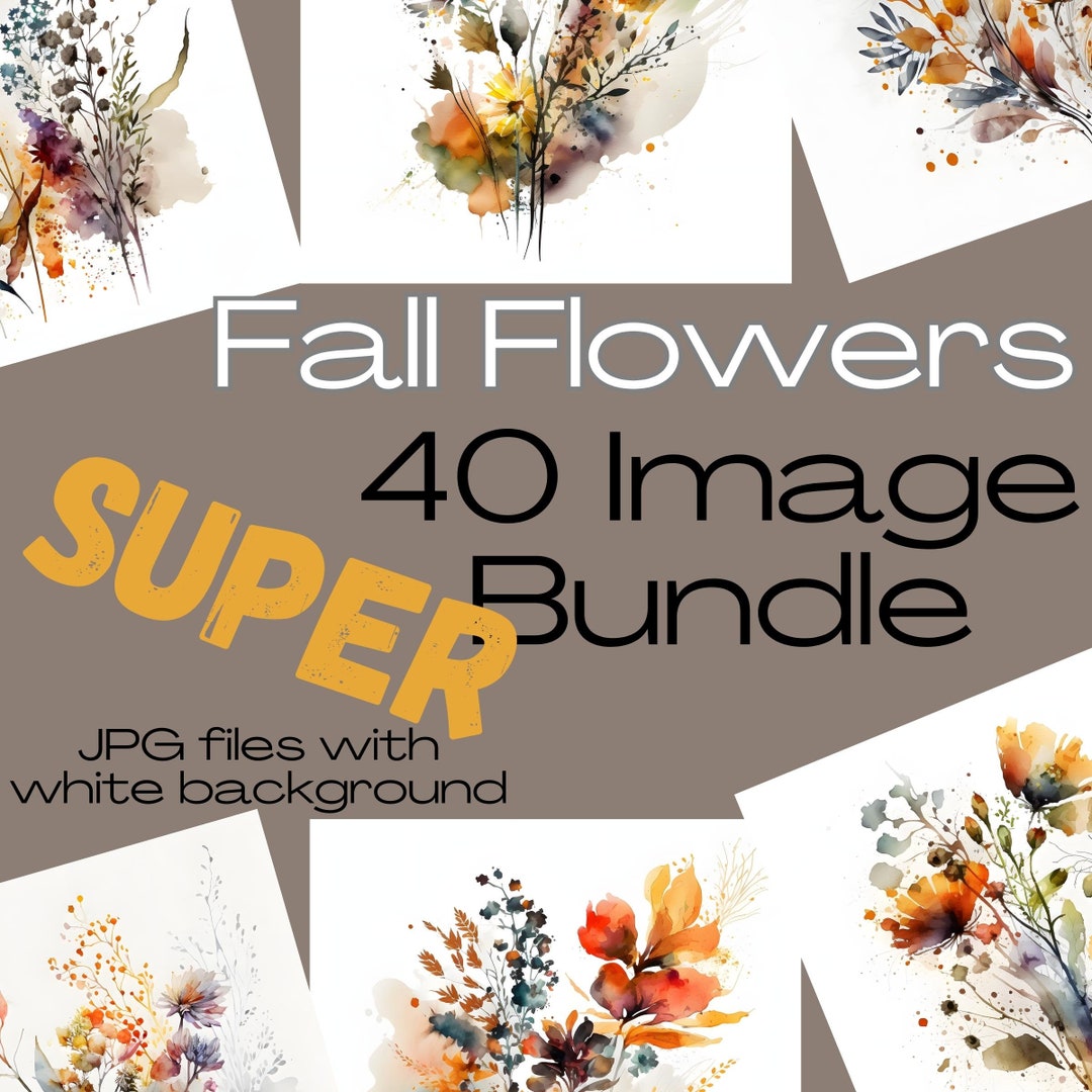 Watercolor Fall Flowers, Printable Wall Art, Downloadable Prints ...