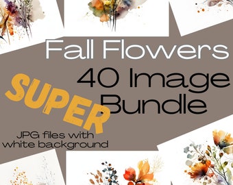 Watercolor Fall Flowers Print Set, Autumn Floral Art (Digital Download)