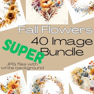 fall Flowers, fall décor, autumn décor, watercolor Flowers, fall clipart, sunflower clipart, autumn designs, 40 Fall Flowers, fall colors