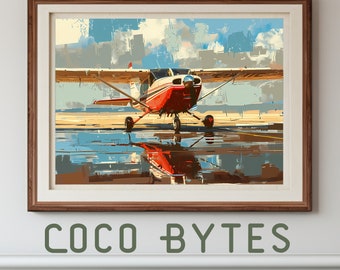 Cessna 172 Aviation Wall Art, Office Decor, Printable Wall Art, Watercolor Painting, Aviation Decor, Modern Artwork