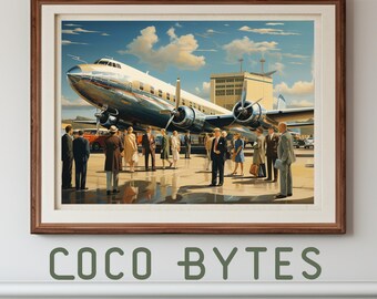 Aviation Wall Art, 1950's Airport Wall Art, Great Christmas Gift Idea, Retro Home Decor, Retro Wall Art, Printable Wall Art