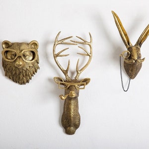 Bronze Animal Head, Bronze Animal Figurines, Bronze Deer Head, Wall Figurines, Home Wall Ornaments