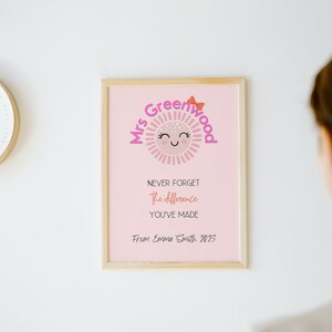 Personalised thank you teacher gift. Editable to your childs/teachers name. Print at home.