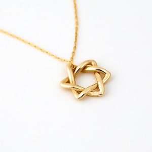 14K Solid Gold Star of David Necklace: Jewish Star Charm