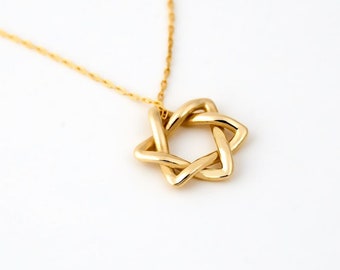 Star of David Necklace in 14K Solid Gold  | Women's 14k Yellow Gold Necklaces | Star of David Charm | Star Necklace