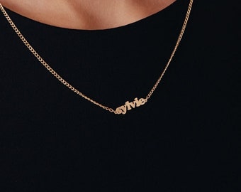 14K Solid Gold Custom Bold Name Necklace for Women | Personalized Gold Name Necklace | Gourmet Chain Choker Necklace | 14K Real Gold Jewelry