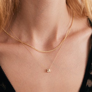 Collier initial en minuscules en or massif 14 carats | Collier lettre personnalisé minimaliste | Colliers personnalisés 14 carats pour femme | Cadeaux Fête des Mères