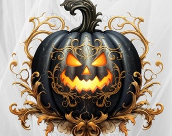 Ornate Pumpkin Clipart – Halloween Graphics (Digital Download)