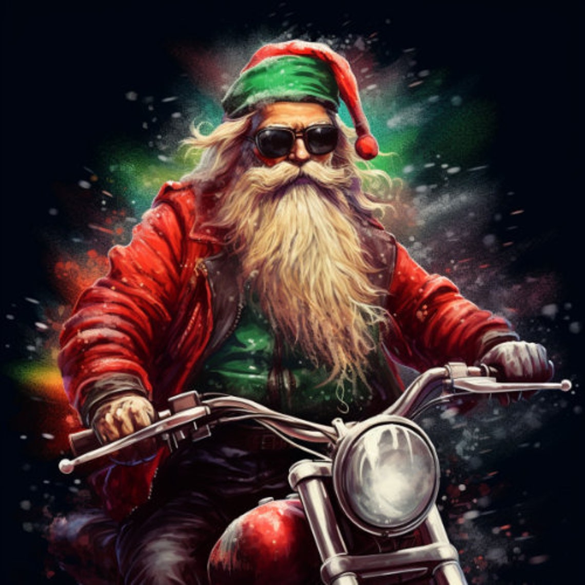 Biker Santa Clipart, 4 High Quality PNG, Digital Download, Card Making