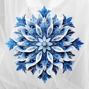 Blue Snowflake Clipart, 12 High Quality PNG, Digital Download, PNG Set, Card Making, Mixed Media, Digital Paper Craft, Commercial Use