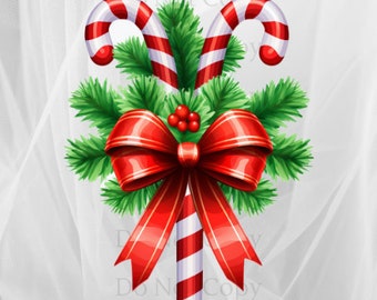 Candy Cane Clipart: Christmas PNG Graphics (Digital Download)