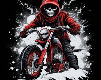 Biker Skull Clipart, 4 High Quality PNG, Digital Download, Card Making, Mixed Media, Digital Paper Craft, Commercial Use, Motorcycle Print