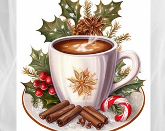 Hot Chocolate Clipart: Holiday Cocoa PNG (Digital Download)