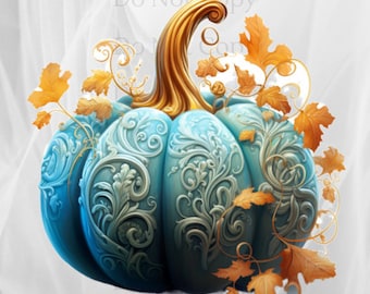 Ornate Pumpkin Clipart - Decorative Thanksgiving PNG (Digital Download)