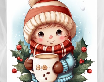 Hot Chocolate Clipart: Winter Cocoa PNG (Digital Download)