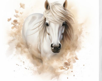 White Watercolor Horse PNG, 12 Horse PNG Set, Horse Clipart, Ranch Clipart, Ranch png, Digital Download, Commercial Use, Watercolor Clipart
