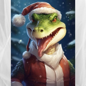 Santa Steampunk Crocodile Clipart, 8 High Quality PNG, Digital Download, Card Making, Mixed Media, Digital Paper Craft, Christmas Crocodile