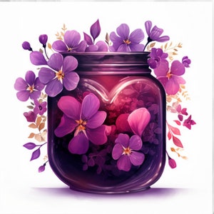 Blumen Einmachglas Clipart, 8 Blumen PNG, Rose PNG, Bunte Blumen, Blumen in einer Vase, Rose Download, Blumen Download, Frühlingsblumen Set
