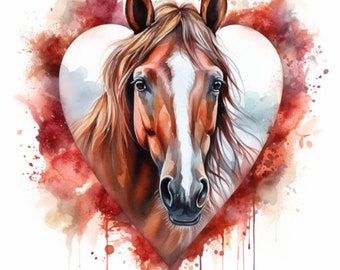 Brown Watercolor Horse PNG, 10 Horse PNG Set, Horse Clipart, Ranch Clipart, Ranch png, Digital Download, Commercial Use, Watercolor Clipart