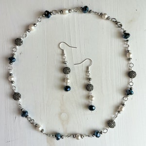 Black Pearl Earring and Necklace Set