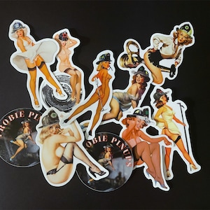 Volledige collectie brandweerman pin-up sticker