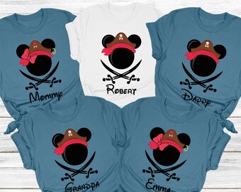 Disney Piraten Familien Reise Shirts, passende Mickey Minnie Tees