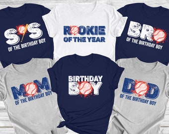 Baseball Themed Birthday Shirt, Rookie Of the Year Family Birthday Shirts, Baseball Custom Birthday Boy Shirt, Personalized Baseball Tees