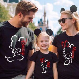 Custom Mickey Minnie Family Shirt, Disney Family Vacation, Mickey Ears, Minnie Sketch, Disneyland Family Tee, Disney Trip Shirt, Disneyworld