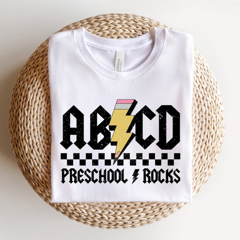 Preschool Rocks Teacher Shirt, ABCD Pencil Design - Etsy