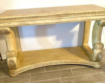 Schnadig Neoclassical Carved Wood Console Table