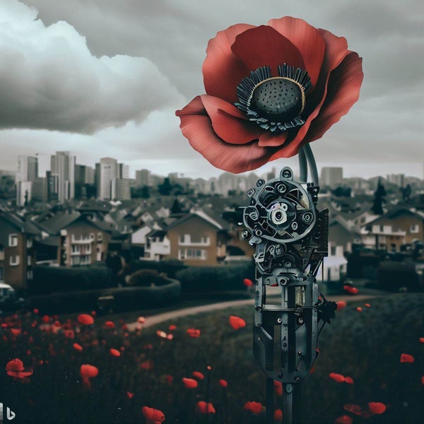 Veterans 'Mechanical Poppy in Suburbia' digital artwork