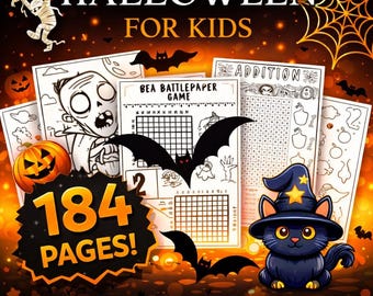 Halloween Coloring Book for Kids | 184 Pages Printable PDF | Halloween Activities, Mazes & Dot to Dot | Kindergarten and Elementary