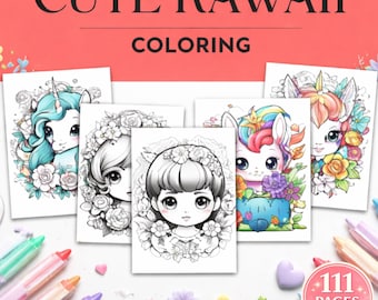 Kawaii Coloring Book for Kids | Cute Printable Coloring Pages | Digital Download