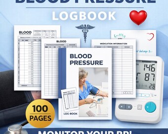 Blood Pressure Tracker | Printable BP Log & Heart Rate Monitor | Health Journal PDF