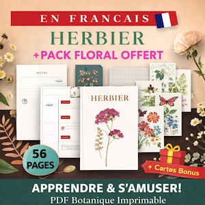 Herbier PDF à Imprimer – Cahier Botanique pour Enfants – 56 Pages + Cartes Bonus – Activité Nature