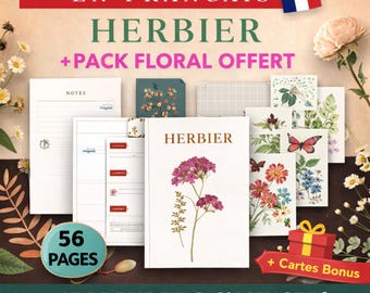 Herbier PDF à Imprimer – Cahier Botanique pour Enfants – 56 Pages + Cartes Bonus – Activité Nature