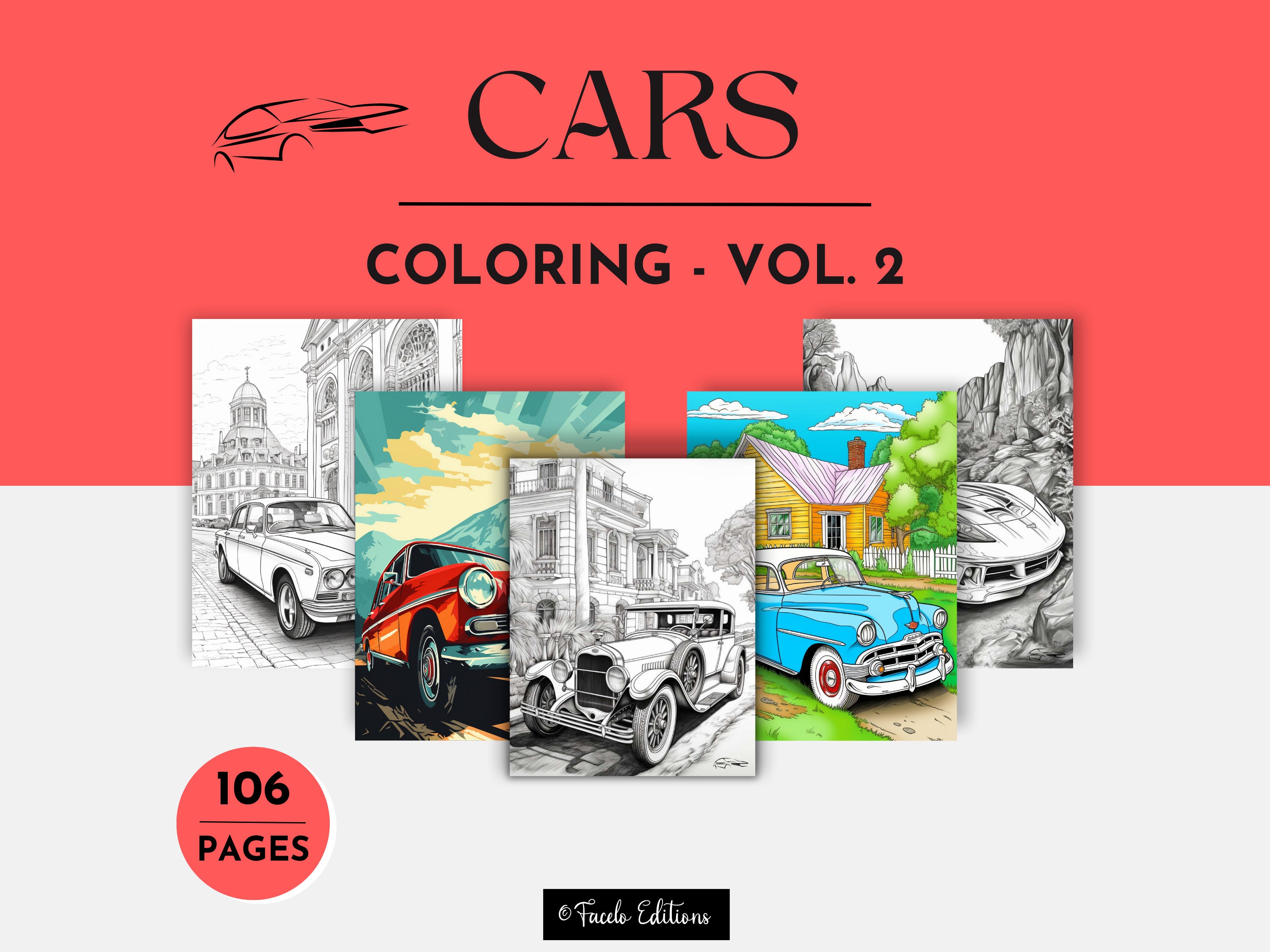 Classic Cars Coloring Book | Vintage Car Coloring Pages | Digital ...