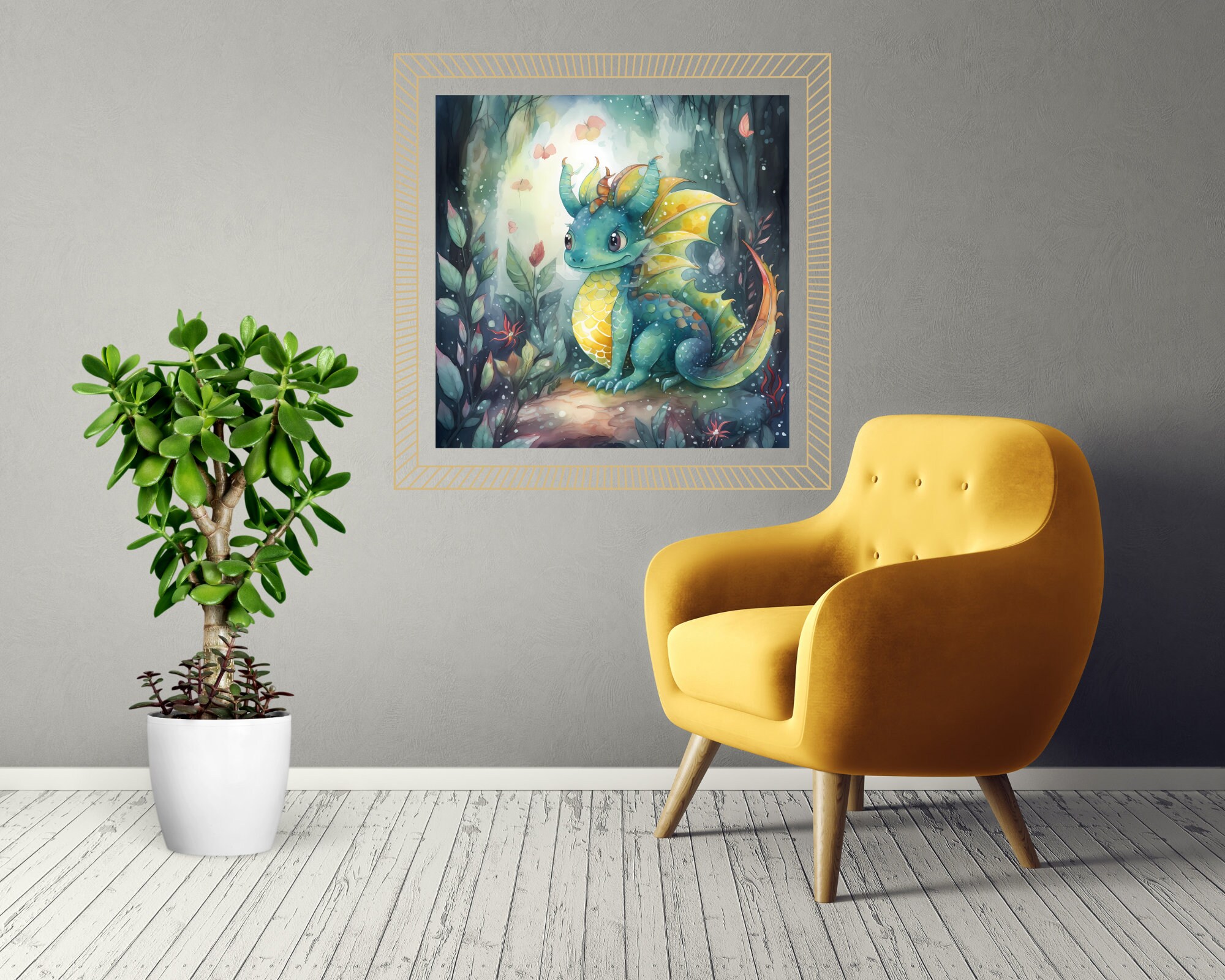 Baby Dragon Wall Art.vibrant Watercolor Prints for Nursery & Kids' Room ...